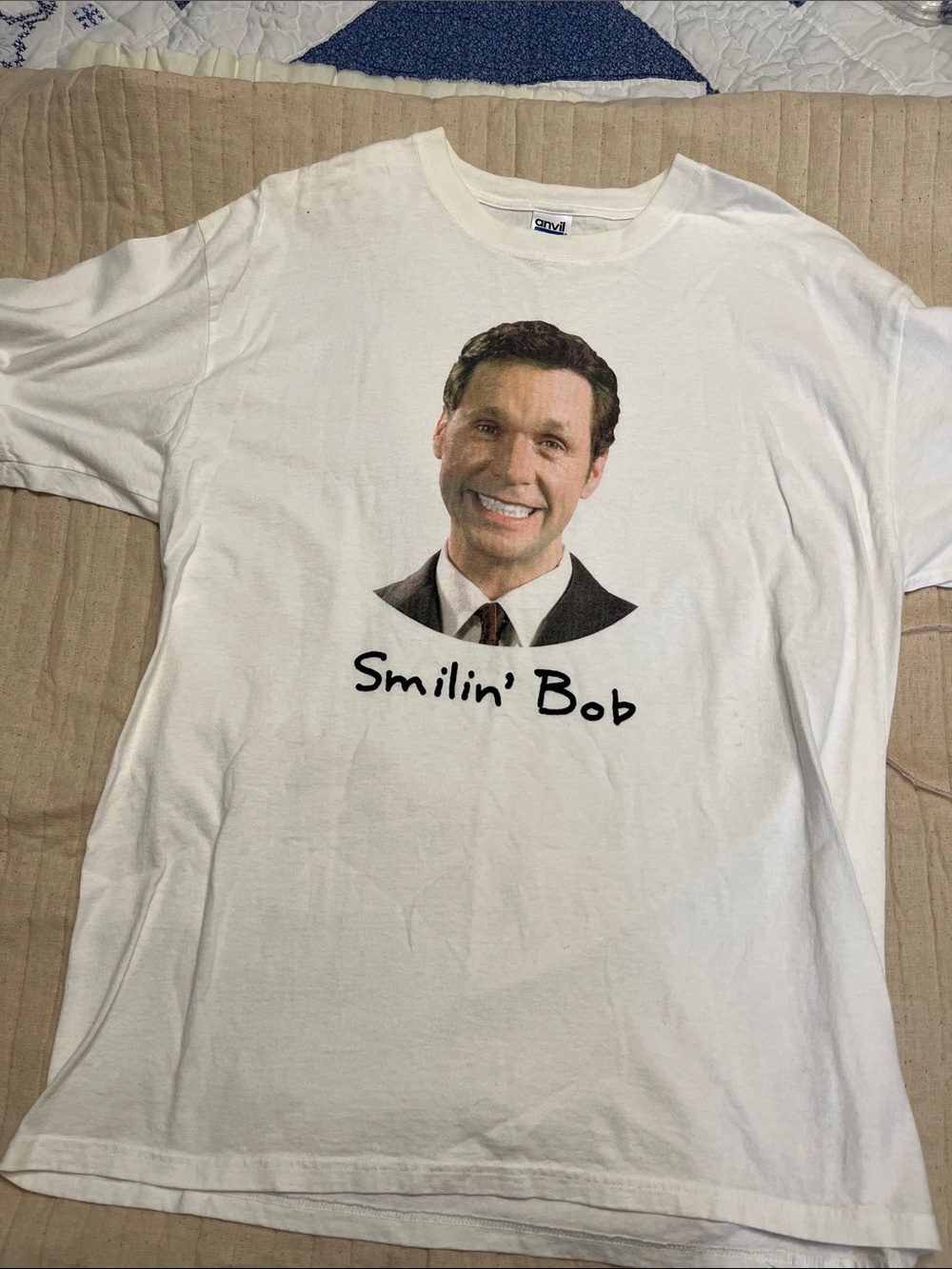 Anvil White Smilin' Bob Graphic Tee